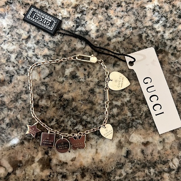 Gucci Jewelry - Gucci Trademark Silver Engraved Charm Bracelet